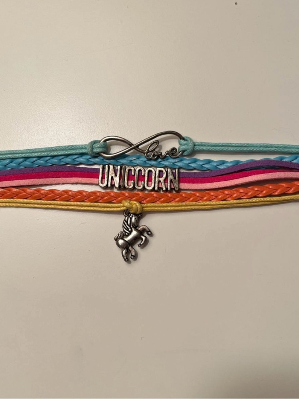 Kids Rainbow Unicorn Multi-Color Layered Bracelet